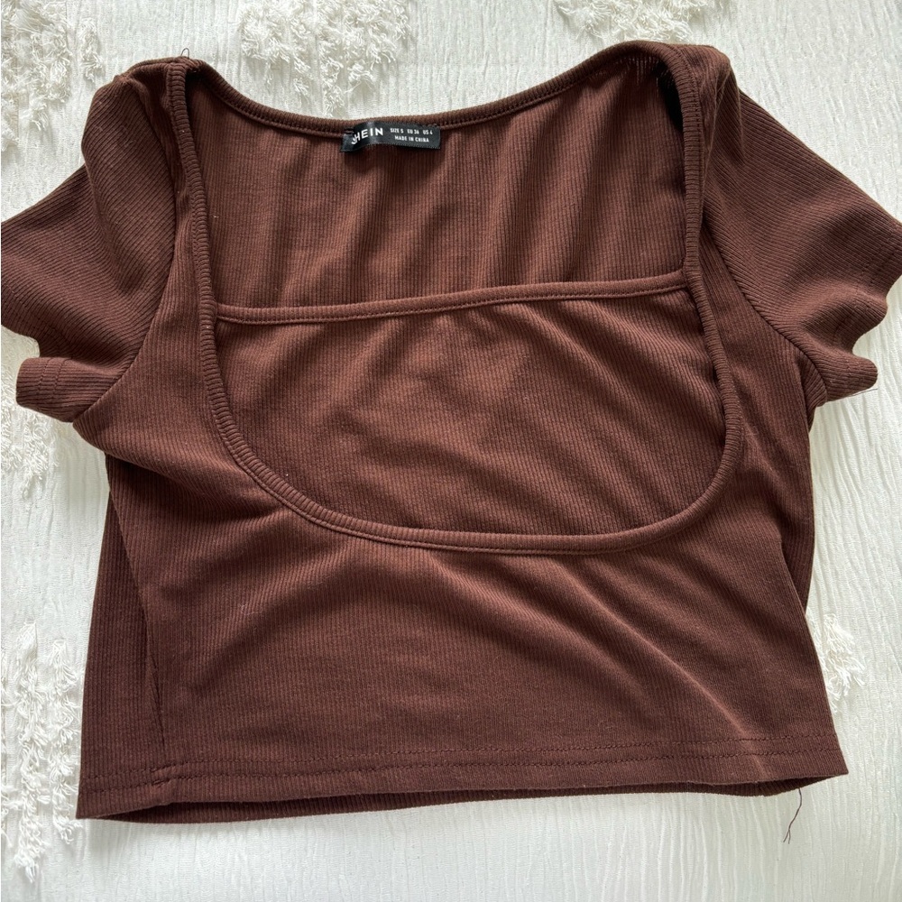 Shein brown short sleeve
